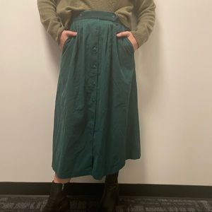 Forest green maxi skirt with buttons dark academia